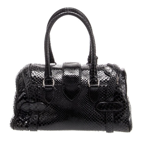 Ralph Lauren Collection Python Snakeskin Purse Hand Bag Runway Vintage Black - Picture 7 of 8